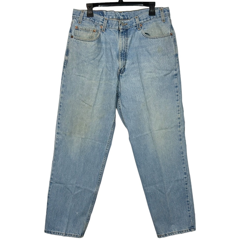 VTG 90s Y2K‎ Levis 550 Relaxed 36x30 Light Wash Fade Denim Blue Jeans *read